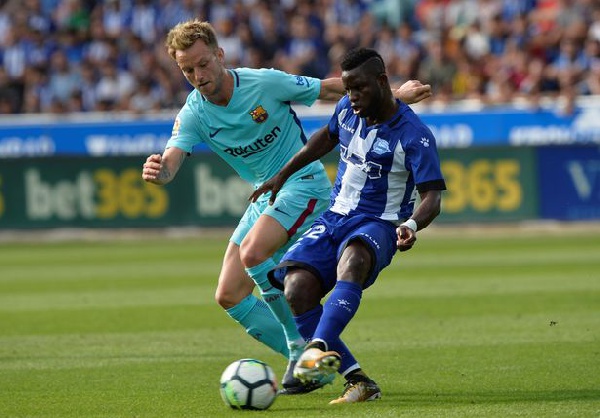 Mubarak Wakaso put up a brave performance against Barca in his team's loss