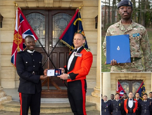 A collage of Officer Cadet Prince Andrew Adamtey at Royal Military Academy Sandhurst