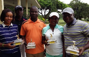 Tony Yeboah (far right) with other winners of the July edition of the Ashfoam Monthly Golf Tourney