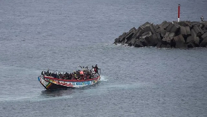 Migrants use wooden boats like this to try and reach the Canary Islands across the Atlantic Ocean