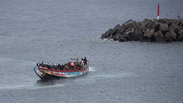 Migrants use wooden boats like this to try and reach the Canary Islands across the Atlantic Ocean