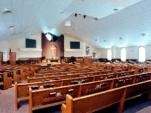 The interior of a church building