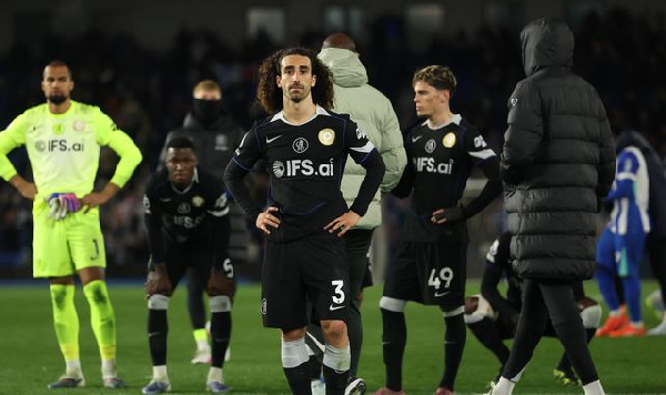 Chelsea players were saddened after losing to Brighton