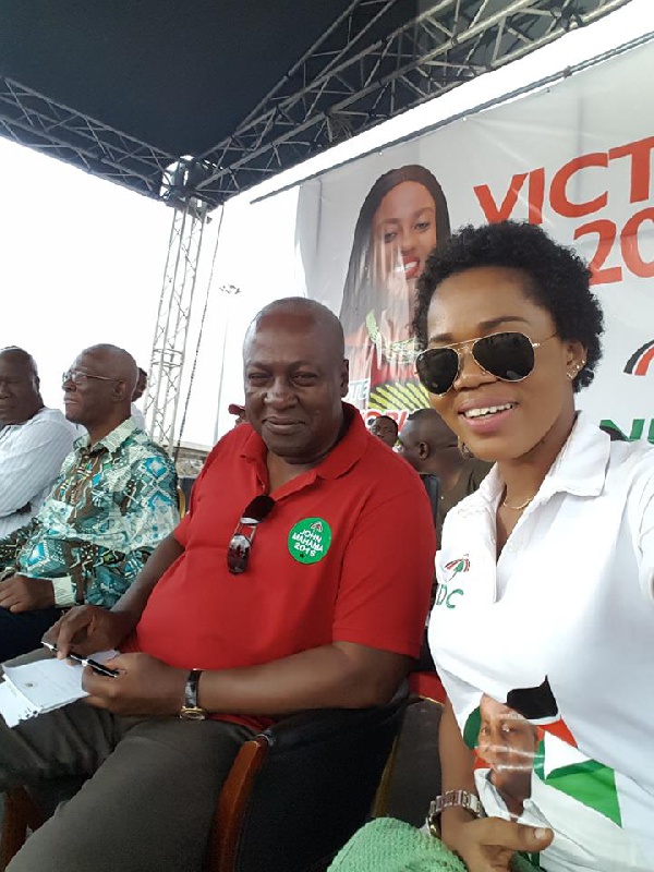 Mzbel with former President John Mahama at an NDC rally in 2016