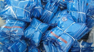 A photo of mosquito nets to be distributed