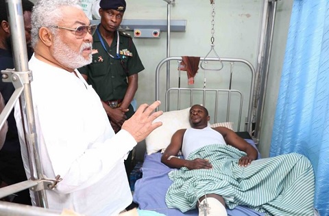 Rawlings visited some of the victims of the Ayawaso West Wuogon by-election violence