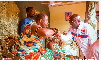 Omanhen of Agona Nsaba Traditional Area, Okeseku Afari Mintah III and Dr Mahamudu Bawumia