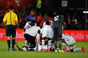 Jerry Akaminko got injured in Ghana's last friendly game before the World Cup