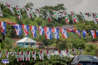 Flags of Ghana's main political parties, NDC and NPP | File photo