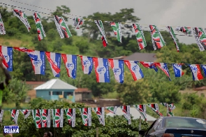 NDC and NPP flags captured during the Kumawu by-elections | File photo