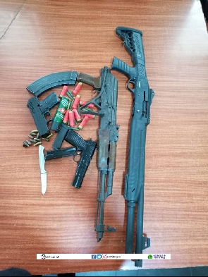 Exhibit weapons and ammunition recovered by the police