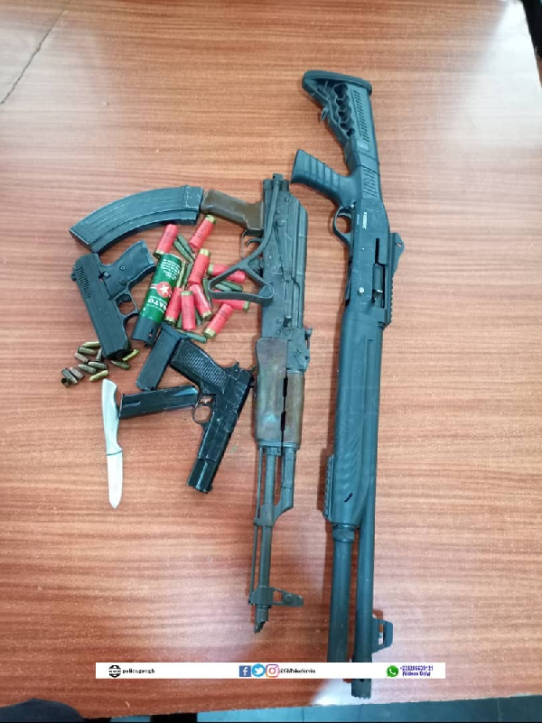 Exhibit weapons and ammunition recovered by the police