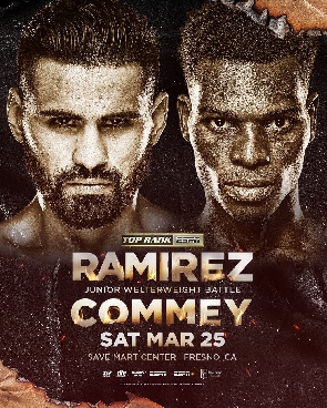Flyer for the Commey vs. Ramirez bout
