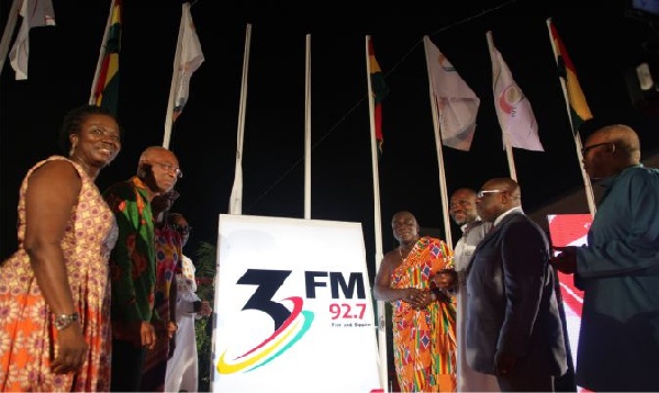 Some officials of TV3 Network unveiling 3FM logo