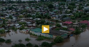 This image made from video shows the scene after flooding in Tete Province, Mozambique, Thursday