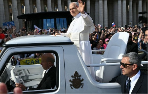 The 267th pontiff arrived at the Vatican on the popemobile and was welcomed by cheers