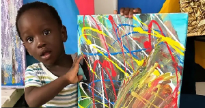 E start to dey paint at six months, meet one-year-old Ghanaian wey be Guinness World Record youngest artist