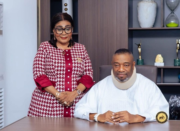 The Ga Mantse (seated) with First Lady Lordina Dramani Mahama (L)