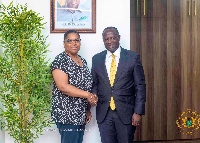 Canadian High Commissioner to Ghana, Myriam Montrat with lands minister, Armah-Kofi Buah