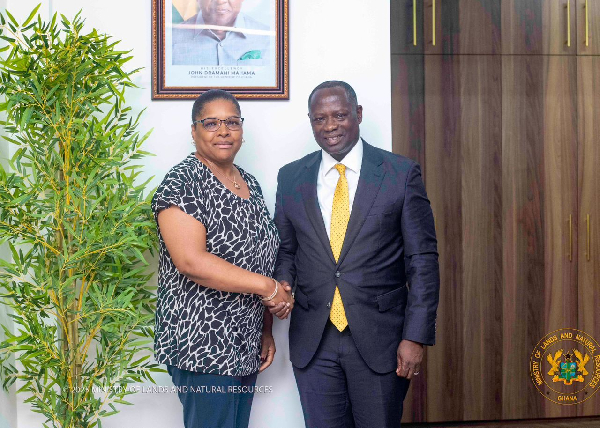 Canadian High Commissioner to Ghana, Myriam Montrat with lands minister, Armah-Kofi Buah