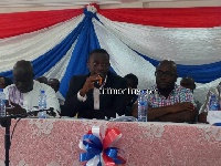 Some representatives of the NPP at the press conference at Sharma in the Western Region