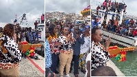 Hawa Koomson locking the sea at Elmina to mark start of closed season