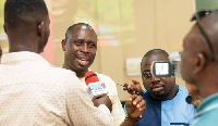Paul Amaning speaking to journalists