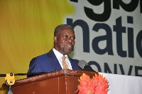 Vice President Kwesi Amissah-Arthur speaking at the FGBMFI Conference in  Accra