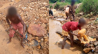 The children were captured digging and loading sand