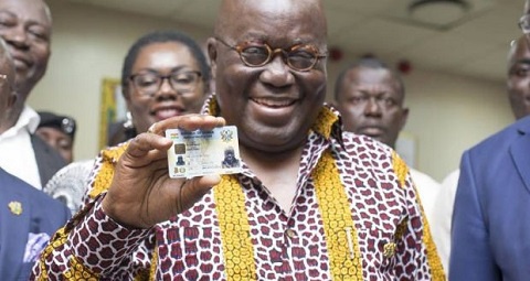 President Nana Addo Dankwa Akufo-Addo holding his Ghana card