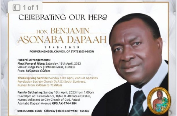 Mr Dapaah died on May 21, 2019