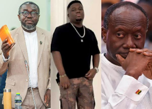 Barker-Vormawor (L) says he will defend Abu Trica (M) if authorities dont bring Ofori-Atta (R)