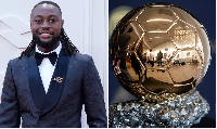 Black Stars winger Antoine Semenyo and the Ballon d'Or trophy