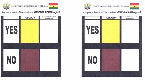 The Electoral Commission released the sample ballots for the referendum