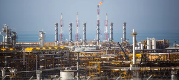 A picture shows a view of the phase 12 of the South Pars gasfield facilities