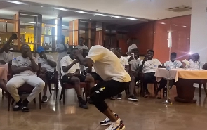 Black Stars defender, Patrick Pozo performs hilarious initiation dance