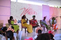 Pearl Nkrumah shares insights on positioning women to attract funding during the panel discussion