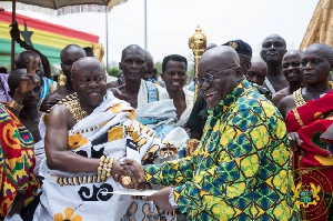 President Akufo-Addo presenting Constitutional Instrument to Western-North delegation