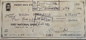 A picture of the $10,000 cheque