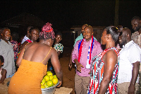 Stephen Ntim interacting with some people during a campaign