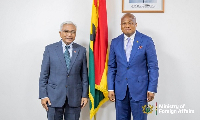 Okudzeto Ablakwa (R) meets the High Commissioner of Singapore to Ghana, Hawa Daipi