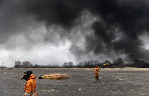 Smoke billows in the Iranian capital Tehran on March 8, 2026, after Israeli attacks on oil depots