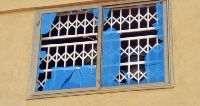 Some of the church's glass windows were destroyed during the clash