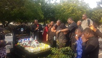Vice President Dr. Mahamudu Bawumia at the graveside of late Kwabena Boadu with his relatives