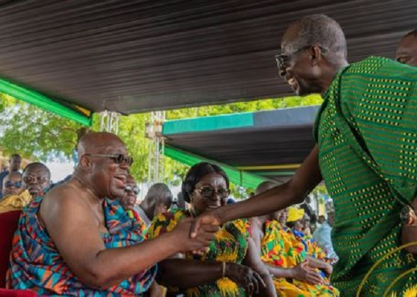 President Akufo-Addo and Asiedu Nketiah smiling at each other
