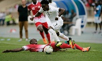 Christian Atsu in action during a match between Kenya-vs-Ghana