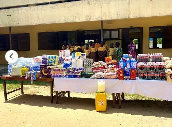 The donation included bags of rice, gallons of cooking oil, cartons of milk, soft drinks and others