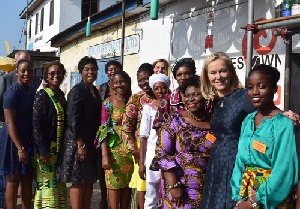 Dutch Minister for Foreign Trade and Development Cooperation, Ms Sigrid Kaag with some Ghanaians