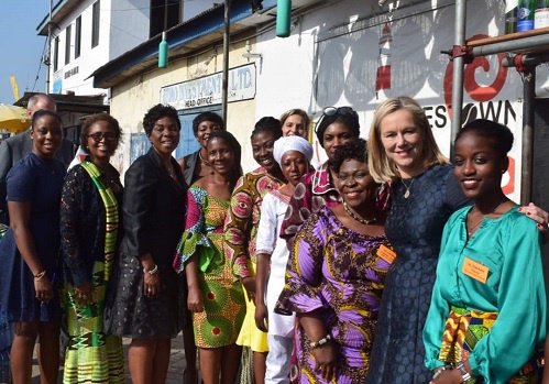 Dutch Minister for Foreign Trade and Development Cooperation, Ms Sigrid Kaag with some Ghanaians