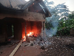 The police post on fire